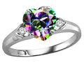 Tommaso Design Heart Shape 8mm Mystic Rainbow Topaz Ring
