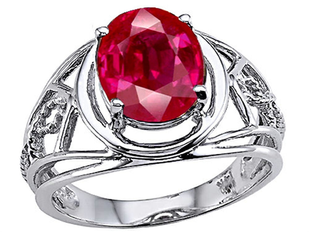 Tommaso Design Large Oval Created Ruby Ring