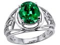 Tommaso Design Oval 10x8 mm Simulated Emerald Ring