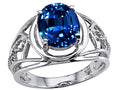 Tommaso Design Large Oval 10x8mm Created Blue Sapphire Ring