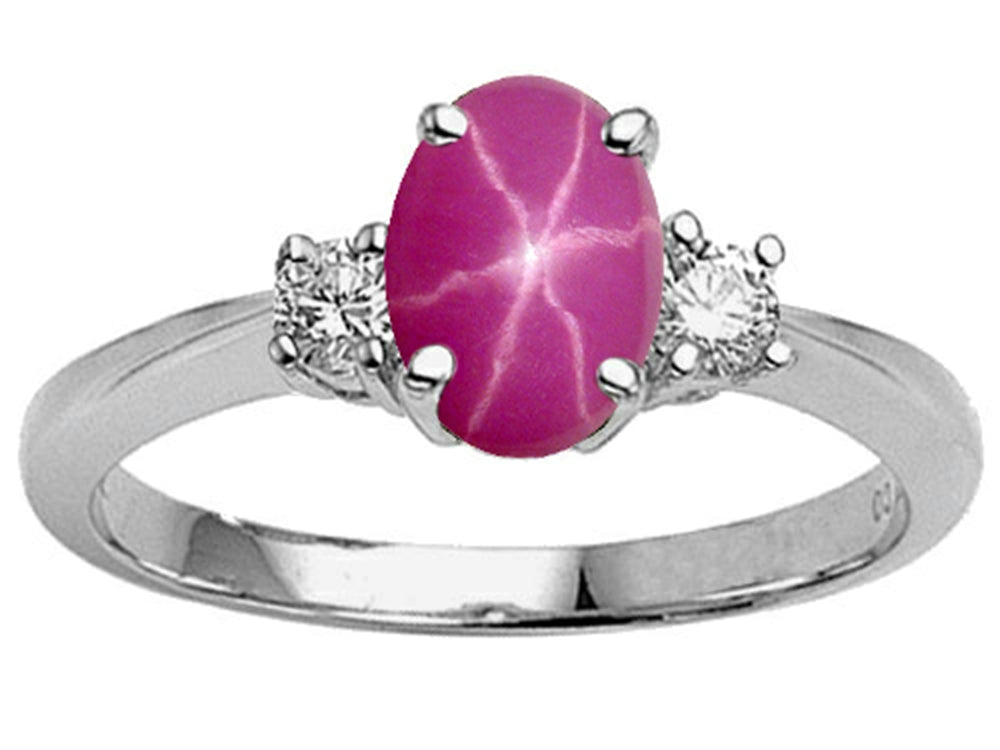 Tommaso Design Created 9x7 Oval Star Ruby Engagement Ring