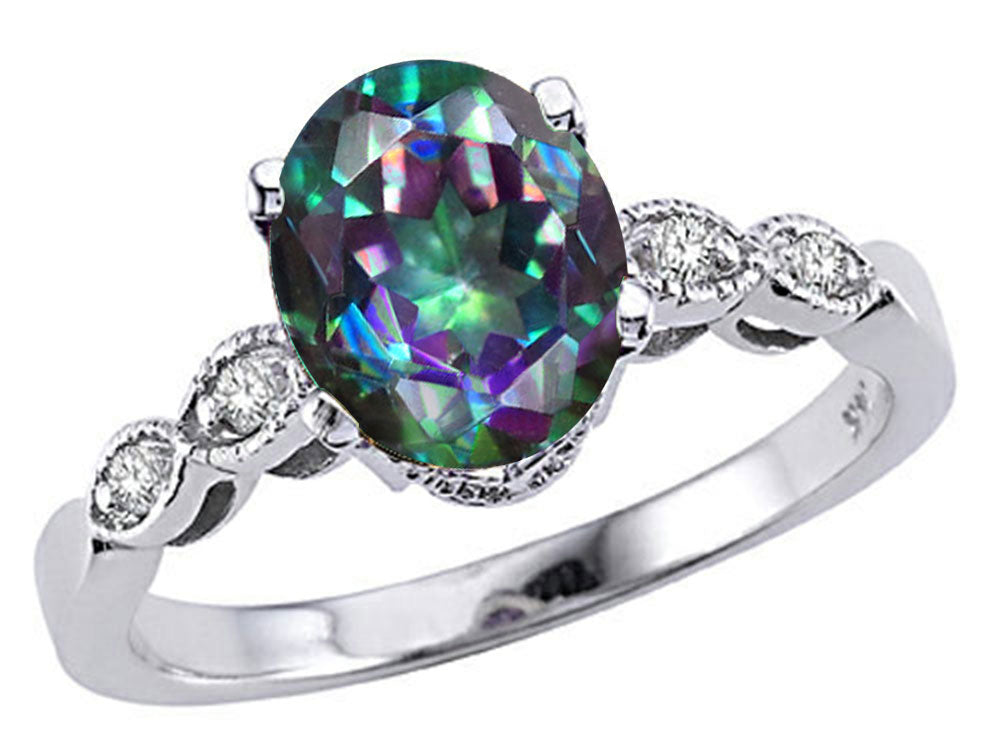 Tommaso Design Oval 8x6mm Mystic Rainbow Topaz Ring