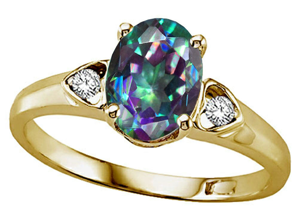 Tommaso Design Oval 8x6mm Mystic Rainbow Topaz Ring