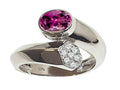 Tommaso Design Oval 7x5mm Genuine Rhodolite Bypass Ring