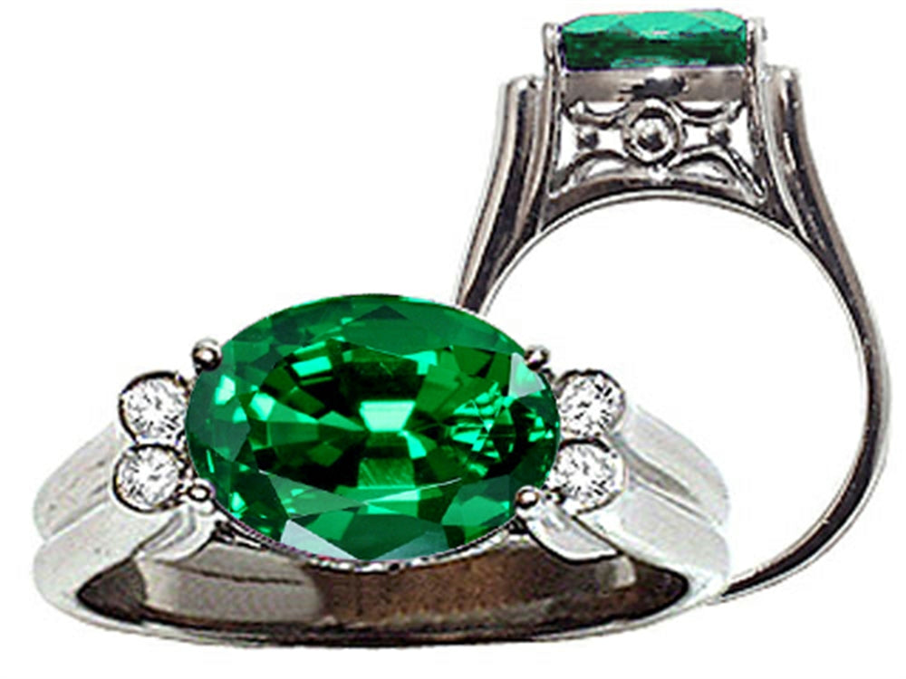 Tommaso Design Oval 10x8 mm Simulated Emerald Ring
