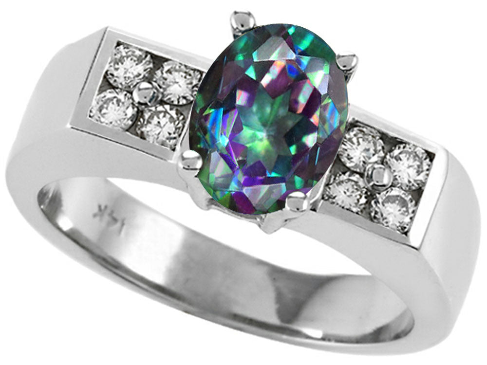 Tommaso Design Oval 8x6mm Mystic Rainbow Topaz Ring