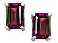 Tommaso Design Emerald Cut 8x6mm Genuine Rhodolite Earrings