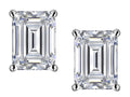 Star K Emerald Cut 8x6mm Genuine White Topaz Earrings Studs