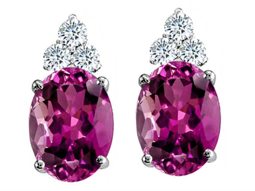 Tommaso Design Oval 8x6mm Genuine Rhodolite Earrings