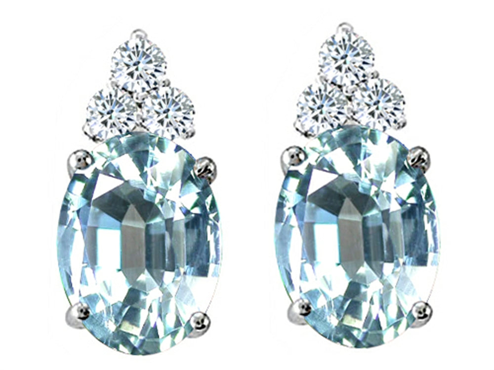 Tommaso Design Oval 8x6mm Genuine Aquamarine Earrings