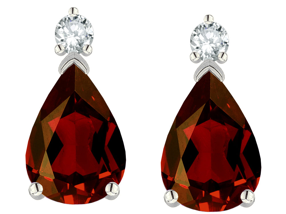 Tommaso Design Pear Shape 8x6mm Genuine Garnet Earrings
