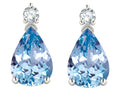 Tommaso Design Pear Shape 8x6mm Simulated Aquamarine Drop Earrings