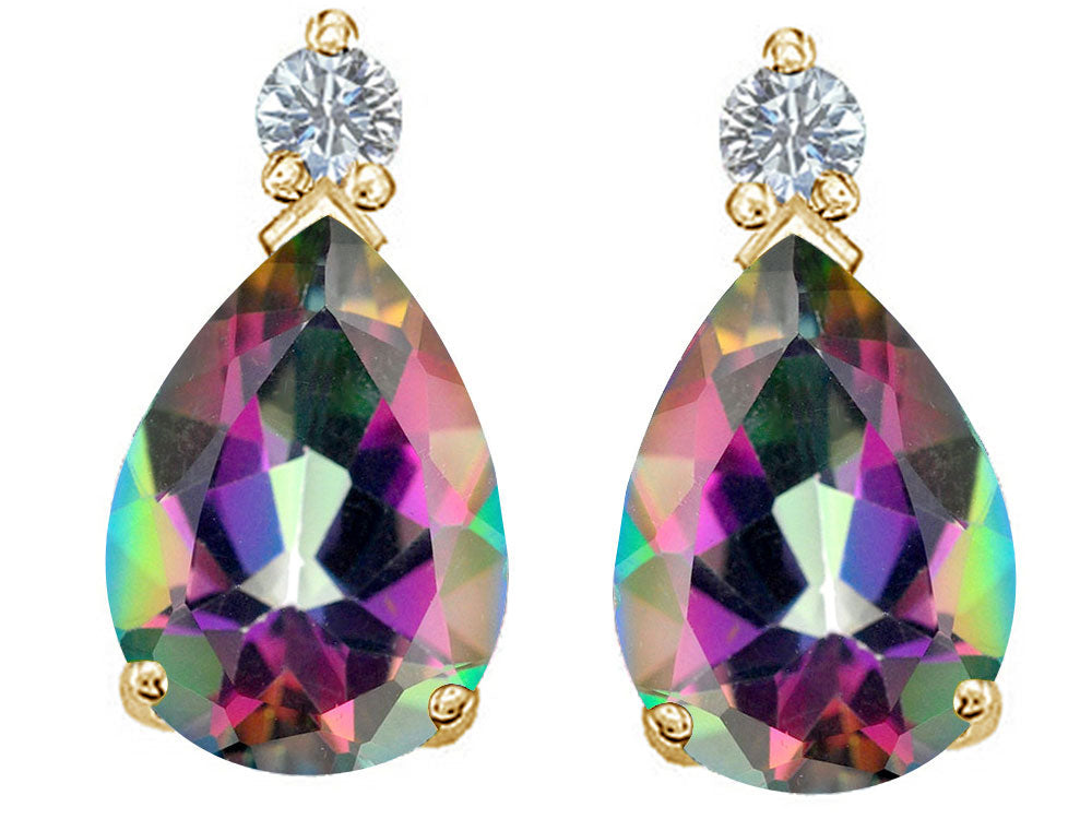 Tommaso Design™ Pear Shape 8x6mm Mystic Rainbow Topaz Earrings