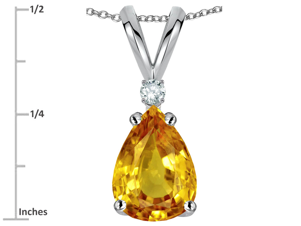 Star K Pear Shape 8x6 mm Genuine Citrine Rabbit Ear Pendant Necklace