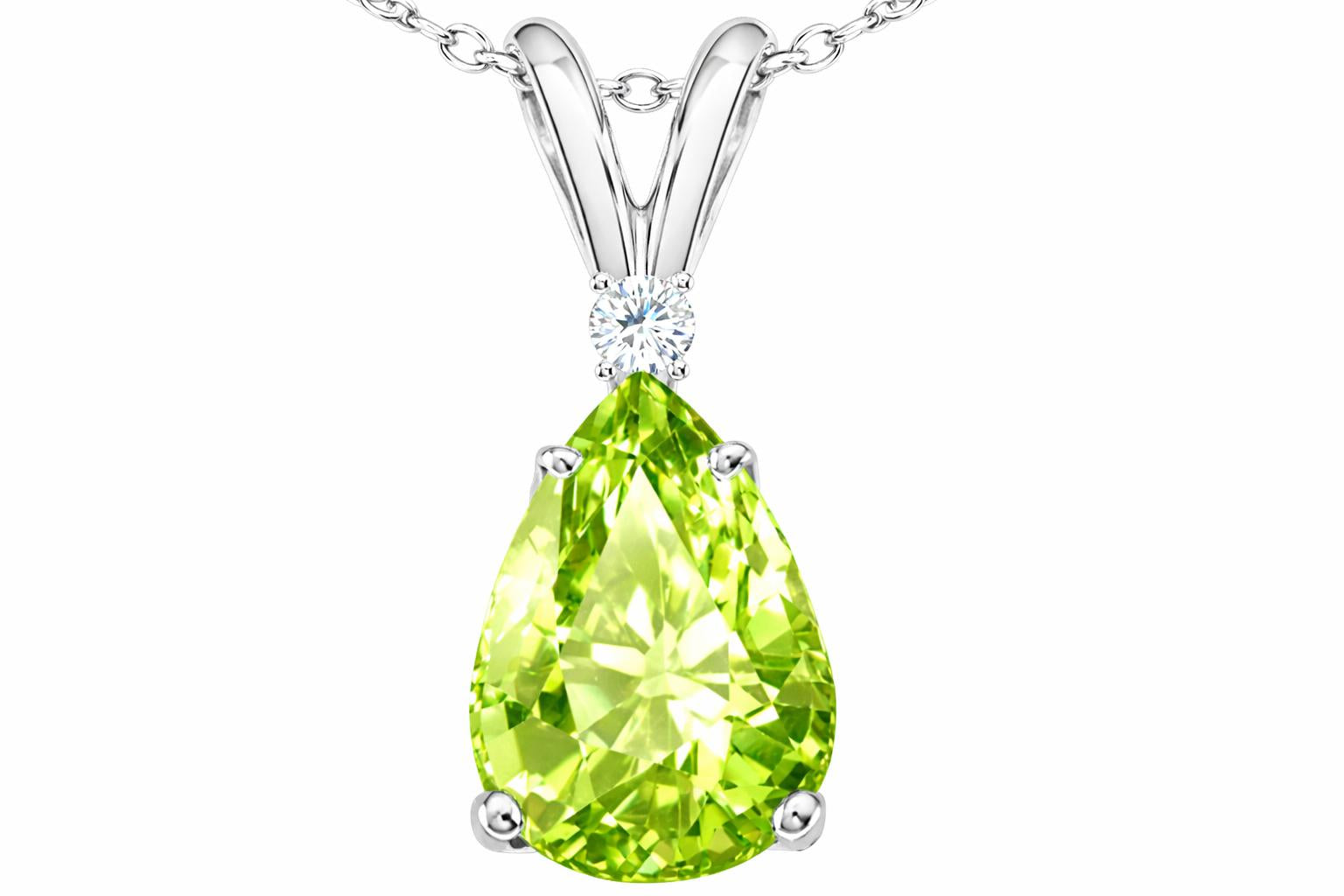 Star K Pear Shape 9x7mm Genuine Peridot Pendant Necklace