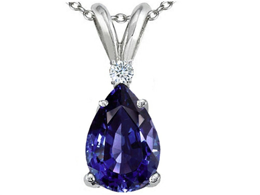 Tommaso Design Pear Shape 8x6 mm Genuine Iolite Pendant Necklace