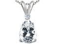 Tommaso Design Pear Shape 8x6 mm Genuine White Topaz Pendant Necklace