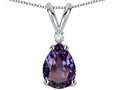 Star K Pear Shape 8x6 mm Simulated Alexandrite Rabbit Ear Pendant Necklace