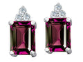 Tommaso Design Octagon Cut 8x6 mm Genuine Rhodolite Earrings