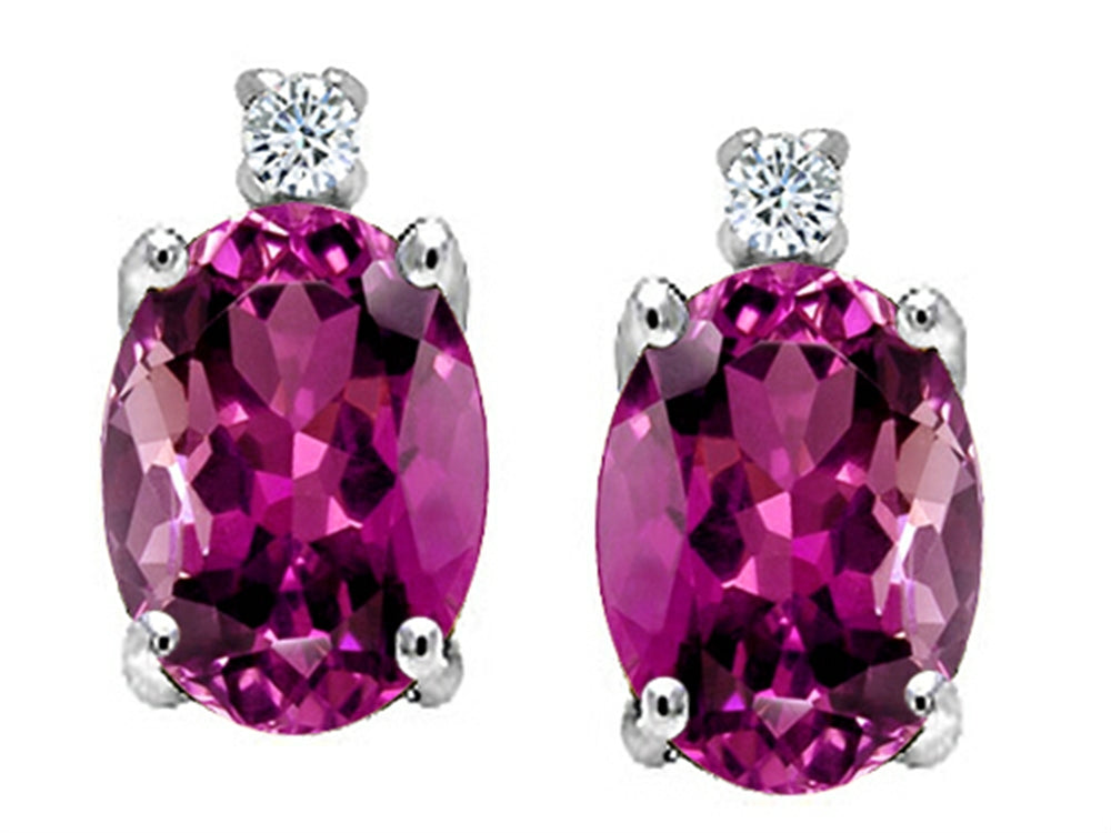 Tommaso Design Oval 8x6mm Genuine Rhodolite Earrings