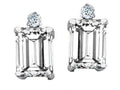 Tommaso Design Emerald Cut 8x6mm Genuine White Topaz Earrings