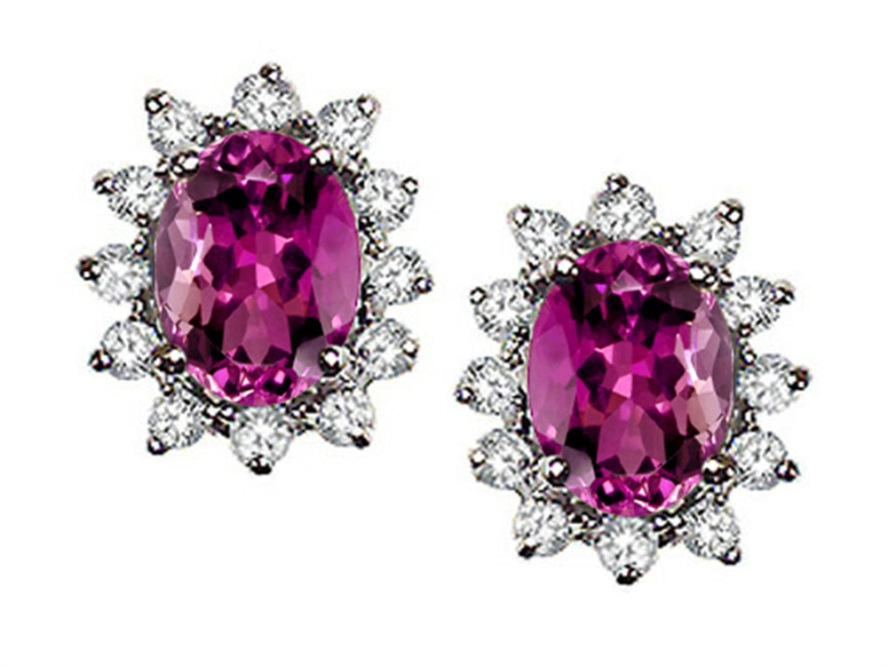 Tommaso Design Oval 8x6 mm Genuine Rhodolite Earrings