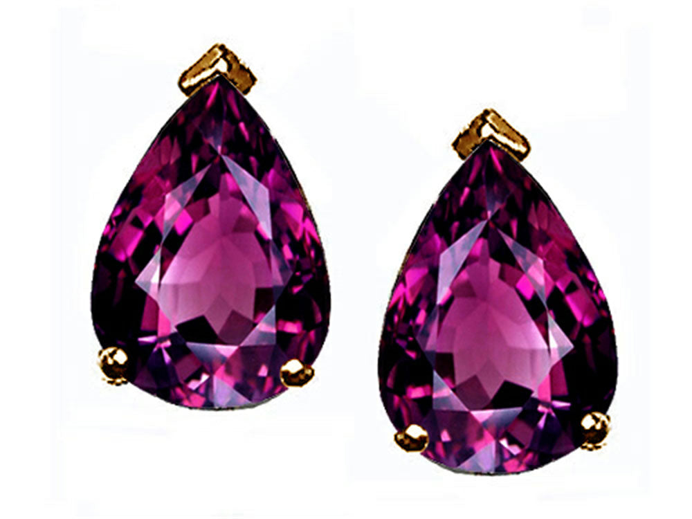 Tommaso Design Pear Shape 8x6mm Genuine Rhodolite Earrings