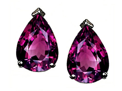 Tommaso Design Pear Shape 8x6mm Genuine Rhodolite Earrings