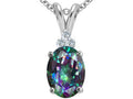 Tommaso Design Oval 10x8mm Mystic Rainbow Topaz Pendant