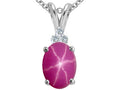 Tommaso Design Oval 9x7 mm Created Star Ruby Pendant Necklace