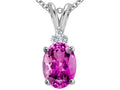 Tommaso Design Oval 10x8 mm Created Pink Sapphire Pendant Necklace