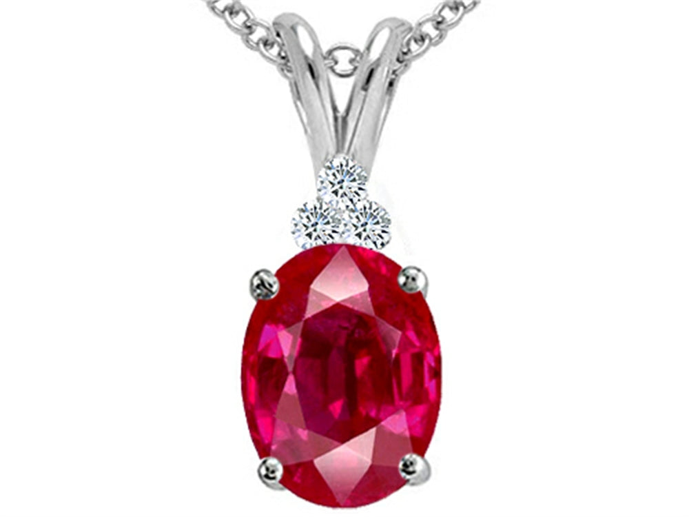 Tommaso Design Oval 10x8mm Created Ruby Pendant Necklace