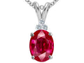 Tommaso Design Oval 10x8mm Created Ruby Pendant Necklace