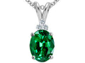 Tommaso Design Oval 10x8mm Simulated Emerald Pendant Necklace