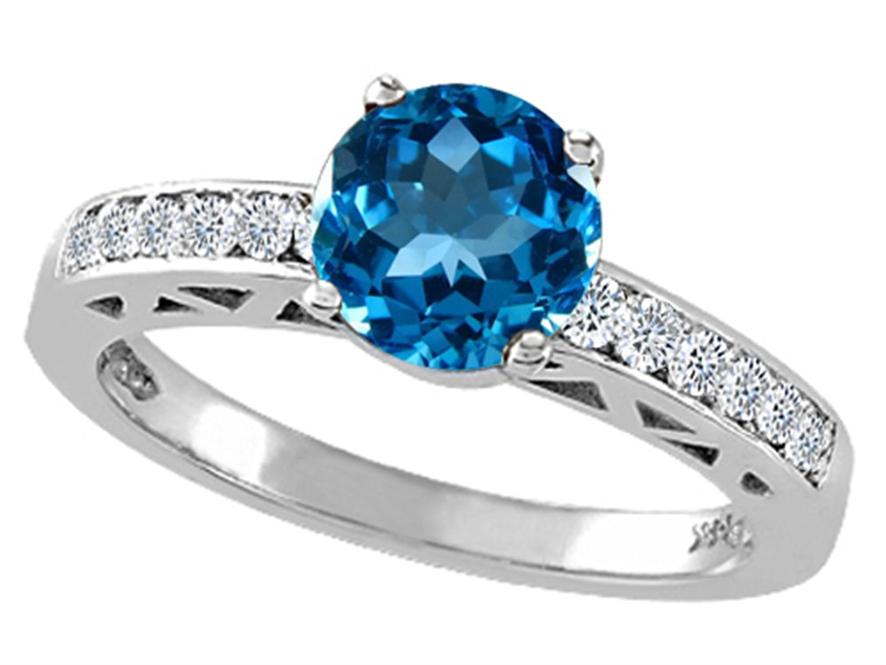 Tommaso Design Genuine Blue Topaz Solitaire Engagement Ring