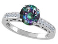 Tommaso Design Round 7mm Mystic Rainbow Topaz Solitaire Engagement Ring