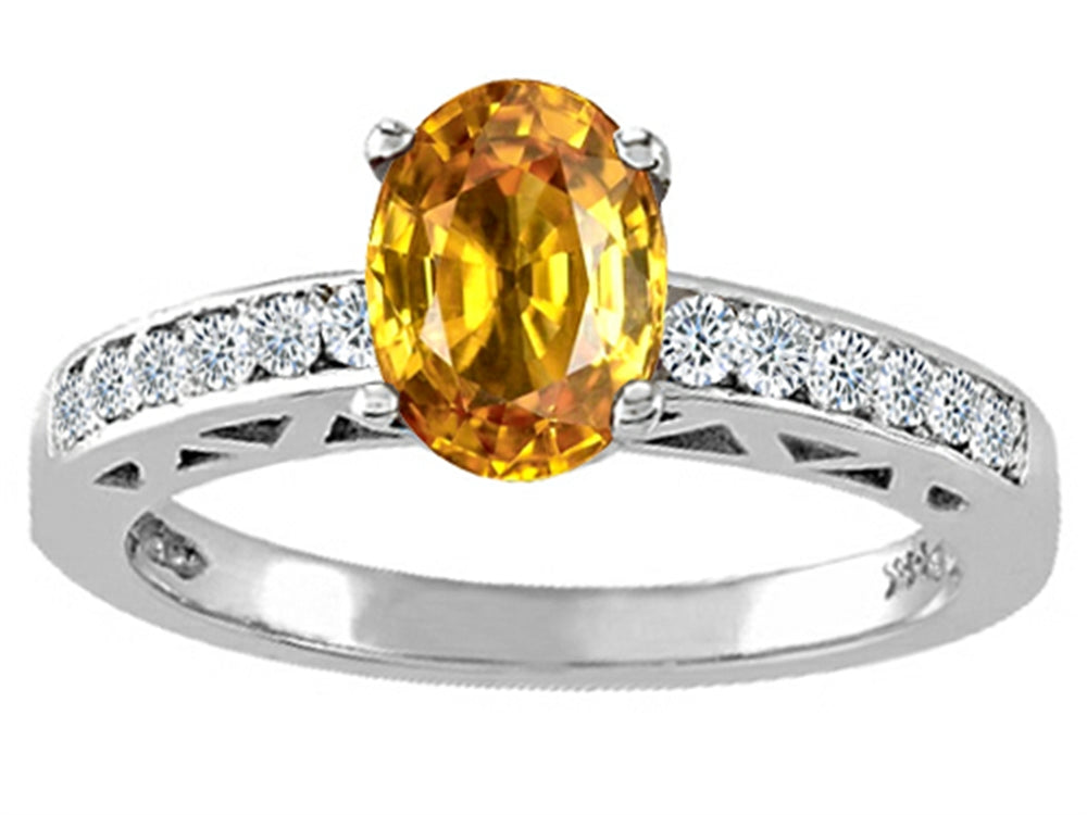Tommaso Design Oval 7x5mm Genuine Citrine Solitaire Engagement Ring