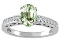 Tommaso Design Oval 7x5mm Green Amethyst Solitaire Engagement Ring