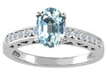 Tommaso Design Oval 7x5mm Genuine Aquamarine Solitaire Engagement Ring