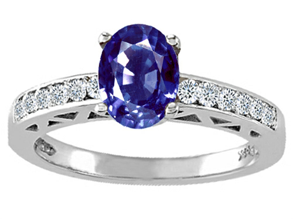 Tommaso Design Oval 7x5mm Genuine Iolite Solitaire Engagement Ring