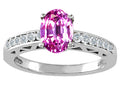 Tommaso Design Oval 7x5mm Created Pink Sapphire Solitaire Engagement Ring