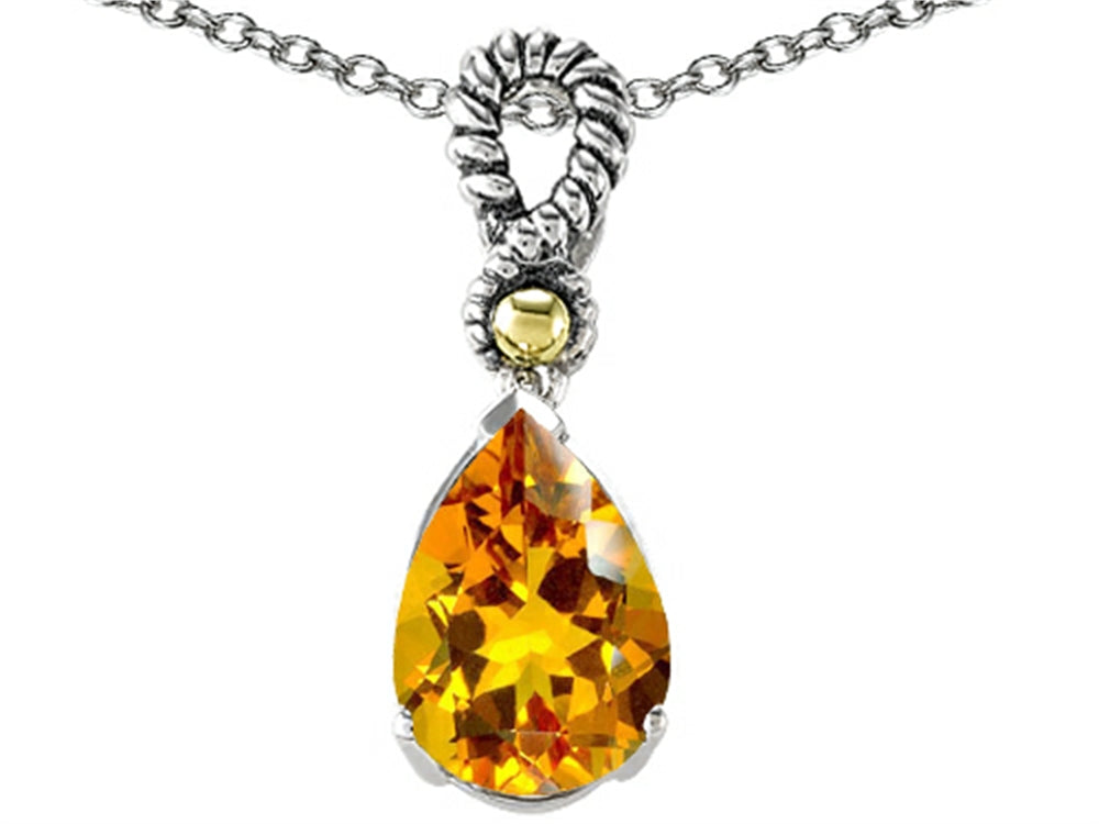 Genuine 11x8mm Citrine Pendant Necklace