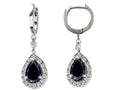Star K Genuine Black Sapphire 1.50 Inch Drop Earrings Dangling On 35mm Huggie Hoop