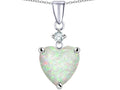 Star K Heart Shape 8mm Created Opal and Cubic Zirconia Pendant Necklace