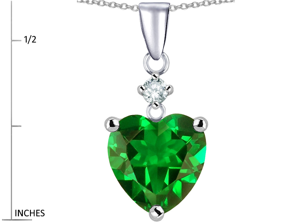Star K 8mm Heart Shape Simulated Emerald Pendant Necklace