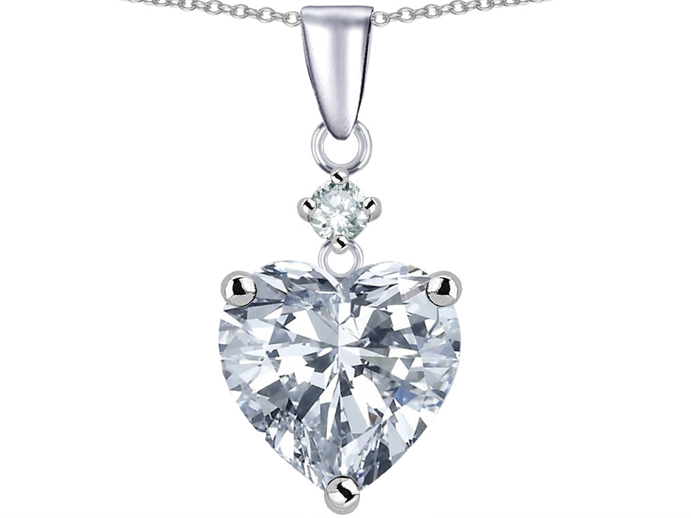 Star K Heart Shaped White Topaz Pendant Necklace
