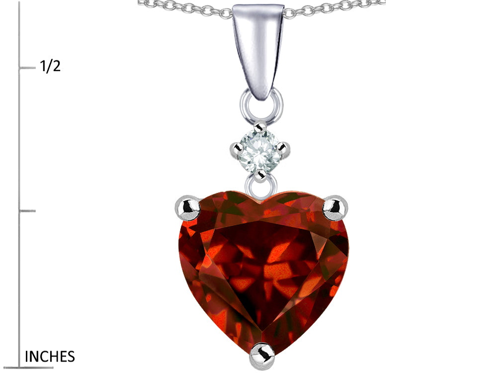 Star K Heart Shape 8mm Simulated Garnet Pendant Necklace