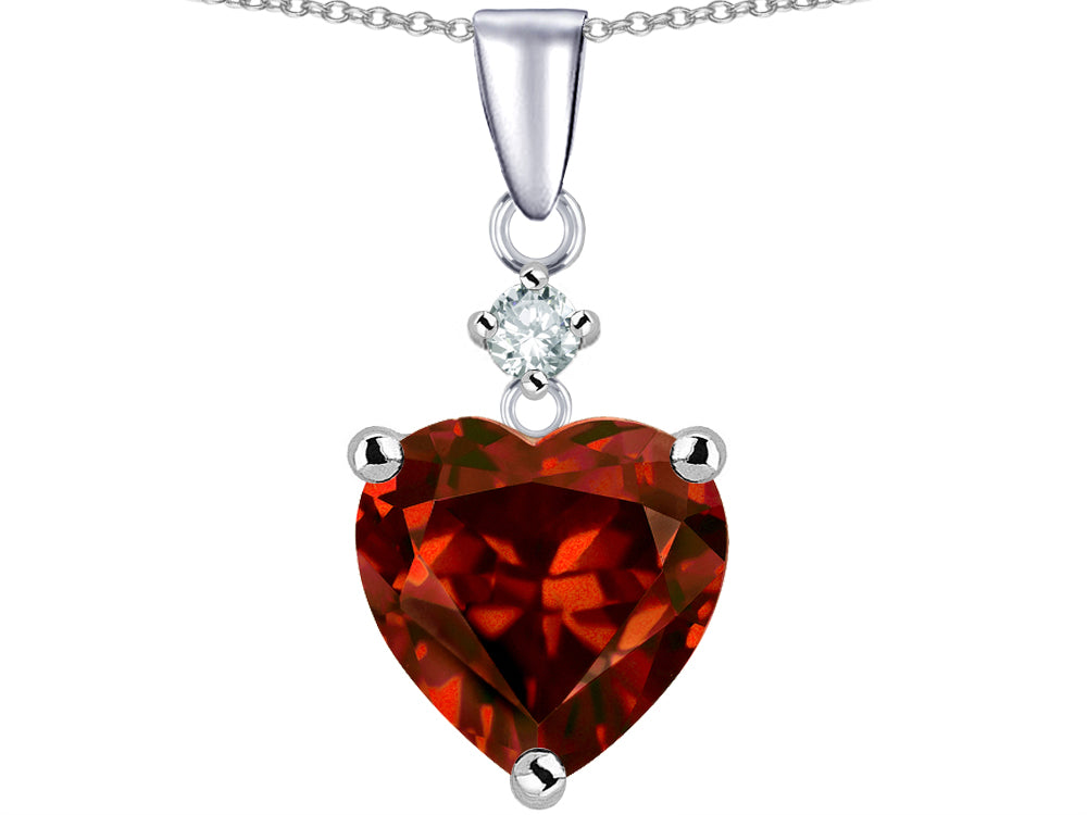 Star K Heart Shape 8mm Simulated Garnet Pendant Necklace