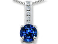 Star K Round 7mm Created Sapphire Pendant Necklace