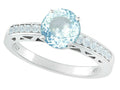 Tommaso Design Genuine Aquamarine Solitaire Engagement Ring